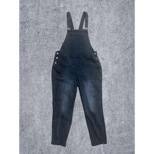 Old Navy Overalls Women 14 Bib Black Denim Jean Casual Denim Workwear Distressed